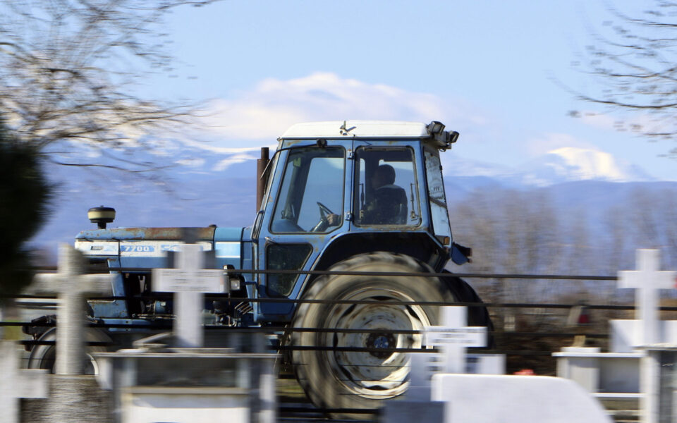 Flood-stricken farmers demonstrate with tractors in Karditsa
