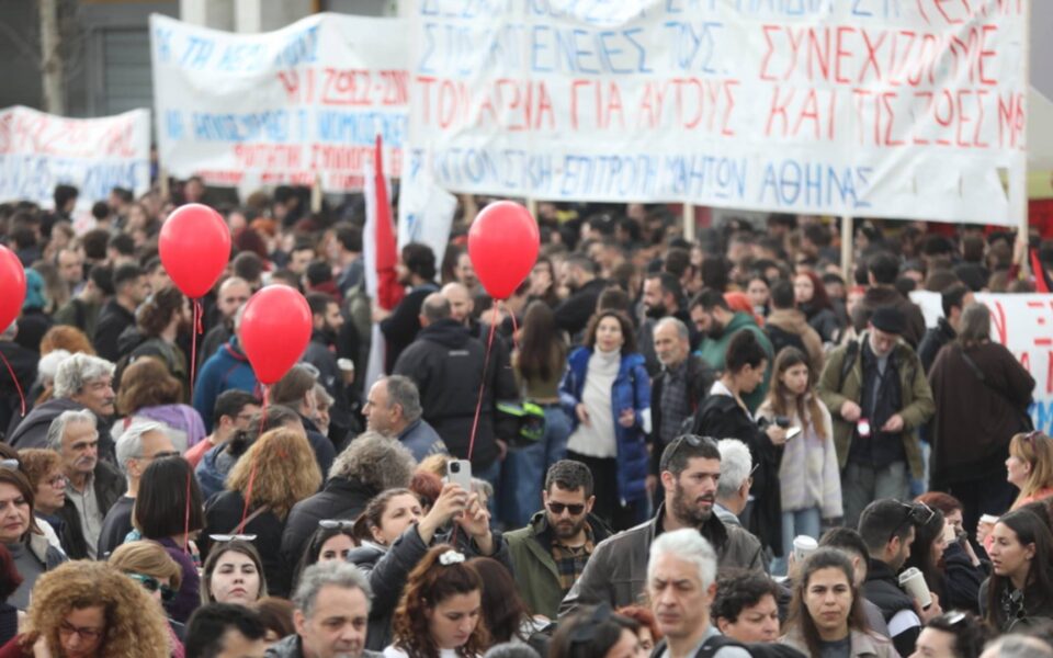Thousands march through Athens to mark train crash anniversary and demand justice