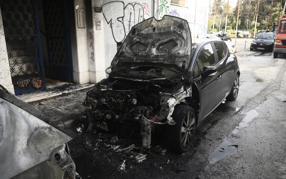 Cars torched in central Athens 