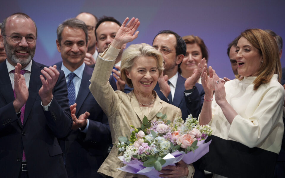 EU’s von der Leyen wins conservatives’ backing to lead bloc for 5 more years