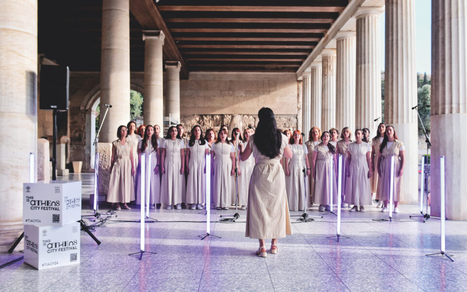Female choir captivates at ancient stoa